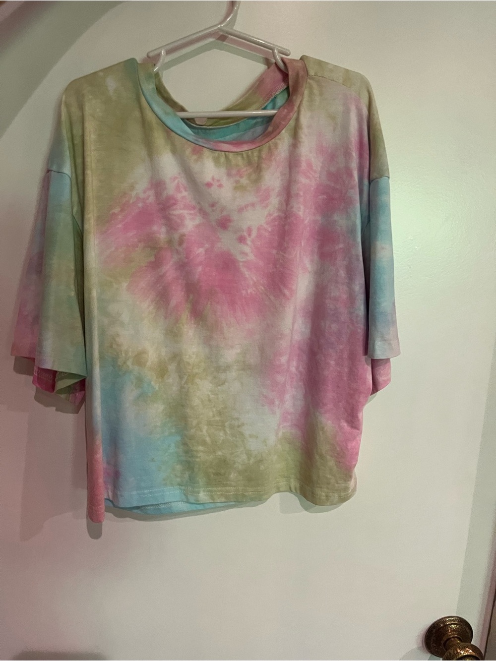 Amazon Women's Short Sleeve Tie-Dye Tee in Pink, Blue, Green